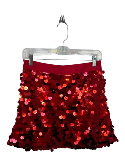 Queen of Sparkles Size S Red Sequins Side Zip Mini Skort Red / S