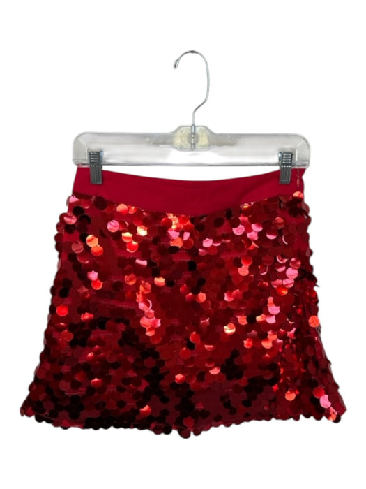 Queen of Sparkles Size S Red Sequins Side Zip Mini Skort Red / S