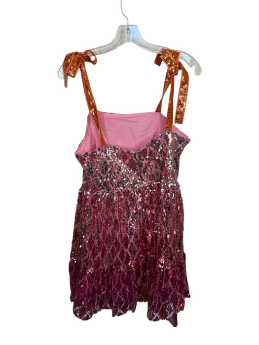 Queen of Sparkles Size M Pink & Orange Sequins Tie Straps Back Zip Short Dress Pink & Orange / M