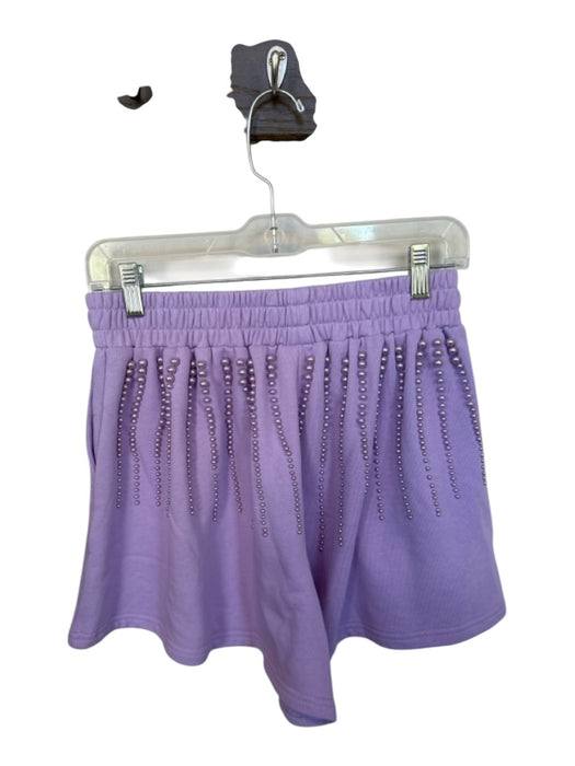 Queen of Sparkles Size S Purple Cotton Blend High Waist Beaded Shorts Purple / S