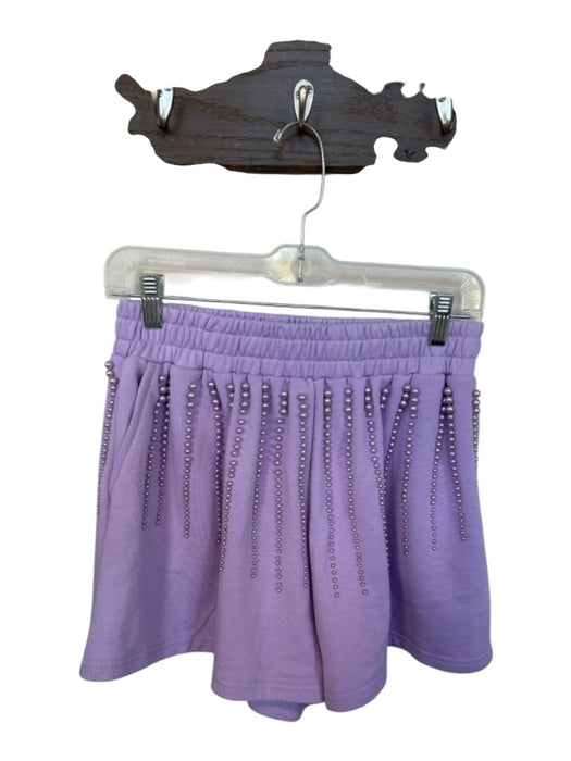 Queen of Sparkles Size S Purple Cotton Blend High Waist Beaded Shorts Purple / S