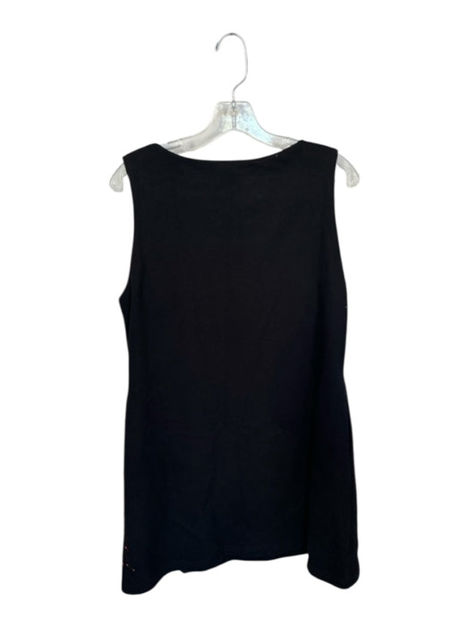 Queen of Sparkles Size M Black & Red Cotton Blend Sleeveless Fringe V Neck Dress Black & Red / M