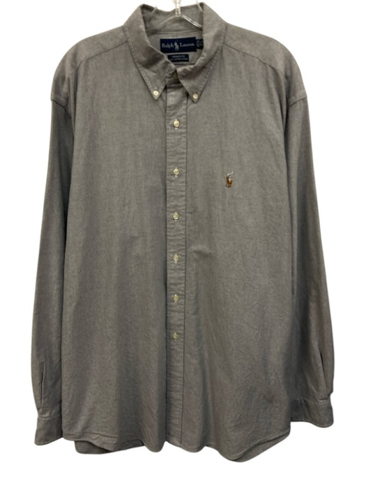 Ralph Lauren Size 17.5 Blue Cotton Solid Button Up Oxford Long Sleeve Shirt Blue / 17.5
