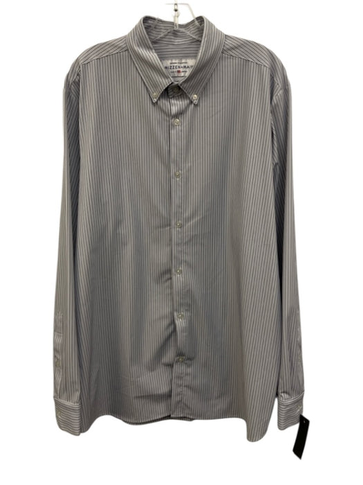 Mizzen + Main Size XXL White, Gray & Blue Print Polyester Long Sleeve Shirt White, Gray & Blue Print / XXL