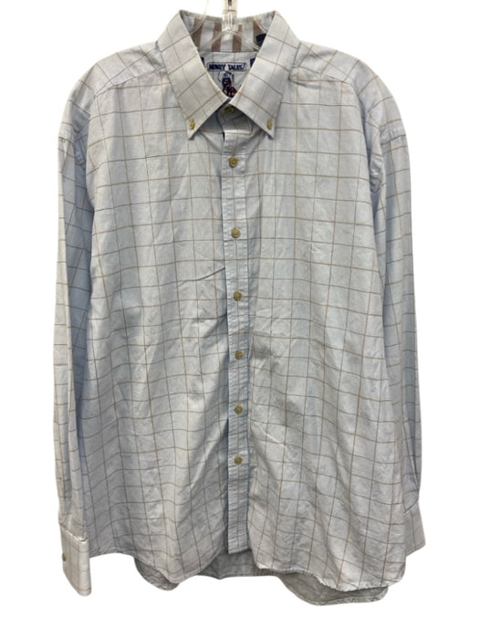 Robert Graham Size XXL Blue, White & Brown Cotton Grid Men's Long Sleeve Shirt Blue, White & Brown / XXL