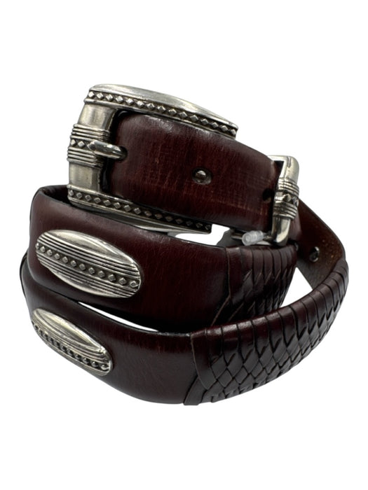 Brighton Brown & Silver Leather Solid Silver hardware Men's Belt Brown & Silver