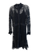 Betsey Johnson Size Large Black Crochet Slip Incld Long Sleeve Back Zip Dress Black / Large