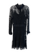 Betsey Johnson Size Large Black Crochet Slip Incld Long Sleeve Back Zip Dress Black / Large