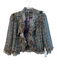 Alberto Makali Size Est XS Blue & Multi Viscose Blend Lace Accents Fringe Blazer Blue & Multi / Est XS