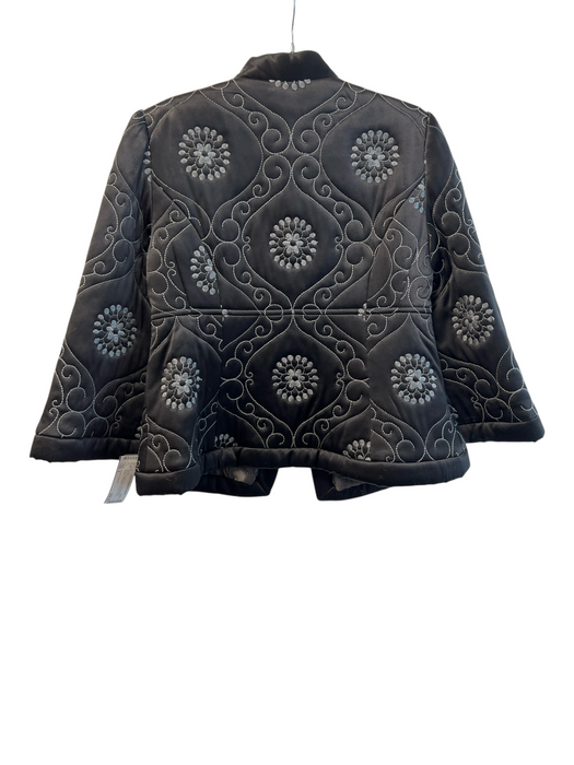 Nanette Lepore Size 6 Black Acetate Blend Embroidered Design 3/4 Sleeve Jacket Black / 6