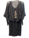 Kay Unger Size 8 Black Silk Sheer Overlay Back Zip & button Ruched Knee Dress Black / 8