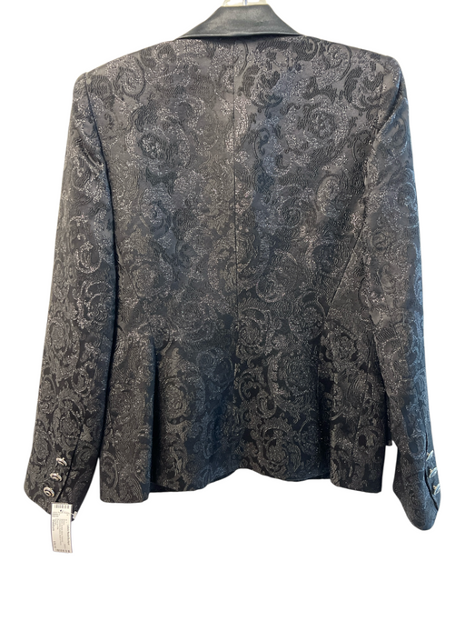 Vertigo Size Medium Black Acetate Blend Textured Decorative Buttons Blazer Black / Medium