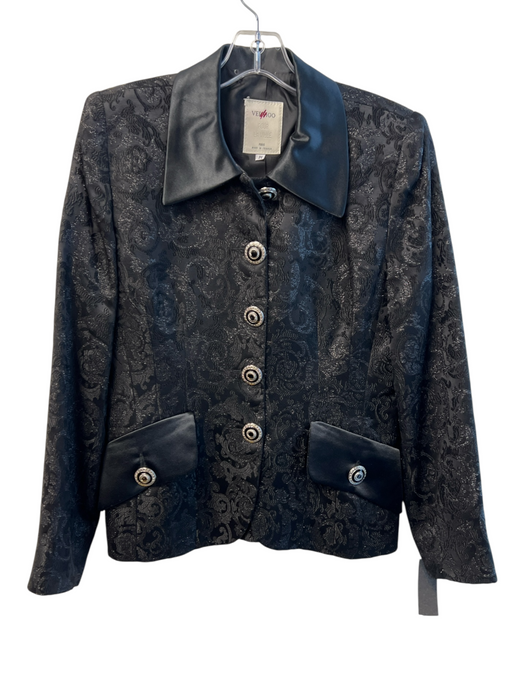 Vertigo Size Medium Black Acetate Blend Textured Decorative Buttons Blazer Black / Medium