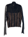 Byron Lars Size 8 Black Acrylic Sheer Long Sleeve Back Zip Cable Knit Top Black / 8
