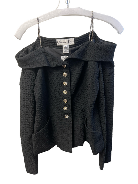Christian Dior Size 4 Black Acetate Blend Rhinestone Detail short Blazer Black / 4