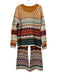Skhoop Size M/L Cream, Orange, Multi Wool Blend Knit Fair Isle Sweater Set Cream, Orange, Multi / M/L