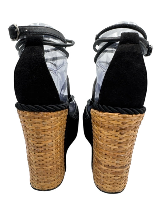 Chic Chemin Shoe Size 6 Black & Brown Leather Wicker Platform Sandals Black & Brown / 6