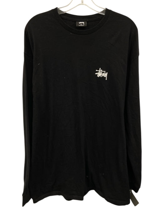 Stussy Size XXL Black & White Cotton Blend logo T shirt Crew Long Sleeve Shirt Black & White / XXL