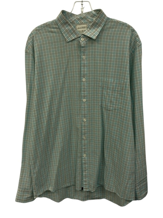 Billy Reid Size XL Green & Multi Cotton Grid Button Down Men's Long Sleeve Shirt Green & Multi / XL