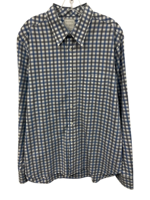 Billy Reid Size XL Blue, White & Gray Cotton Grid Button Down Long Sleeve Shirt Blue, White & Gray / XL