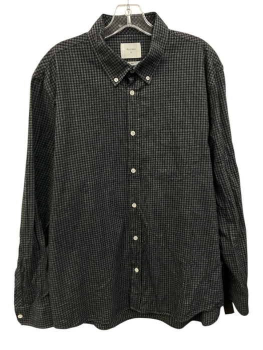 Billy Reid Size XL Gray & Black Cotton Grid Button Down Men's Long Sleeve Shirt Gray & Black / XL