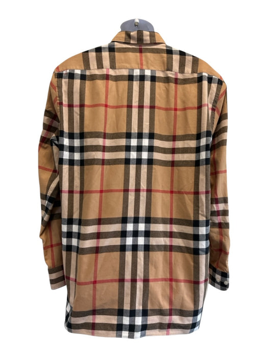 Burberry Size XXL Tan & Black Cotton Novacheck Button Up Men's Long Sleeve Shirt Tan & Black / XXL