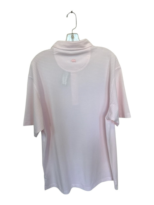 Onward Reserve Size XL Pink & White Polyester Striped Athletic Men's Polo Pink & White / XL