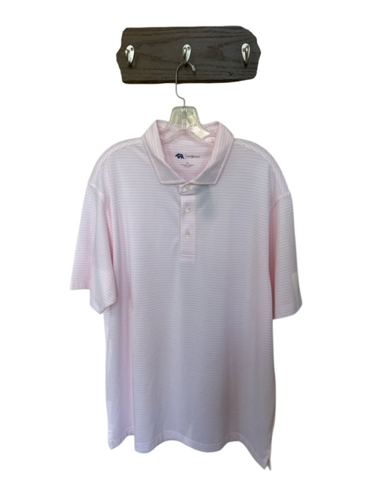 Onward Reserve Size XL Pink & White Polyester Striped Athletic Men's Polo Pink & White / XL