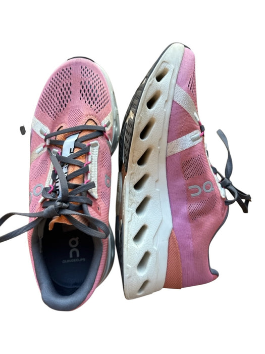 On Cloud Shoe Size 9.5 Pink & Orange Canvas Platform Perforated Slippers Pink & Orange / 9.5