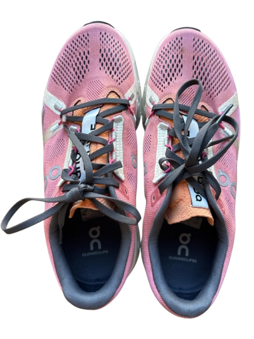 On Cloud Shoe Size 9.5 Pink & Orange Canvas Platform Perforated Slippers Pink & Orange / 9.5