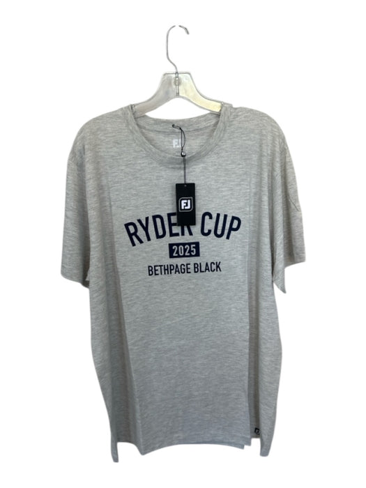 FJ NWT Size XL Gray & Navy Print Cotton Blend Golf Heathered Athletic T-Shirt Gray & Navy Print / XL