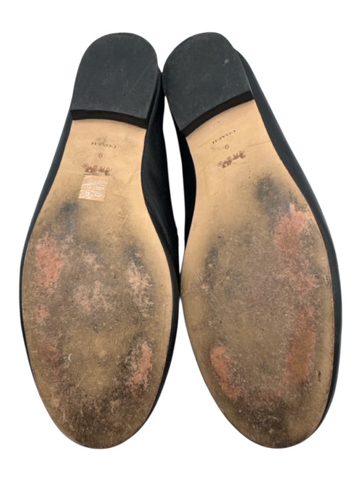 Coach Shoe Size 9 Black Leather Upper Logo Detail Horsebit Slip On Flat Loafers Black / 9