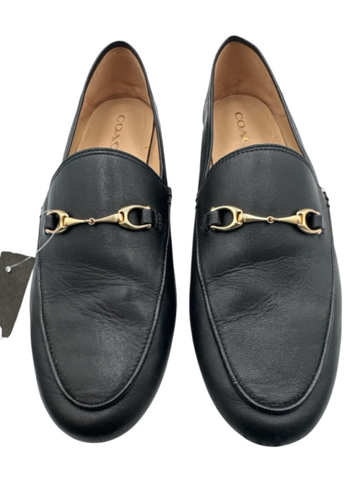 Coach Shoe Size 9 Black Leather Upper Logo Detail Horsebit Slip On Flat Loafers Black / 9