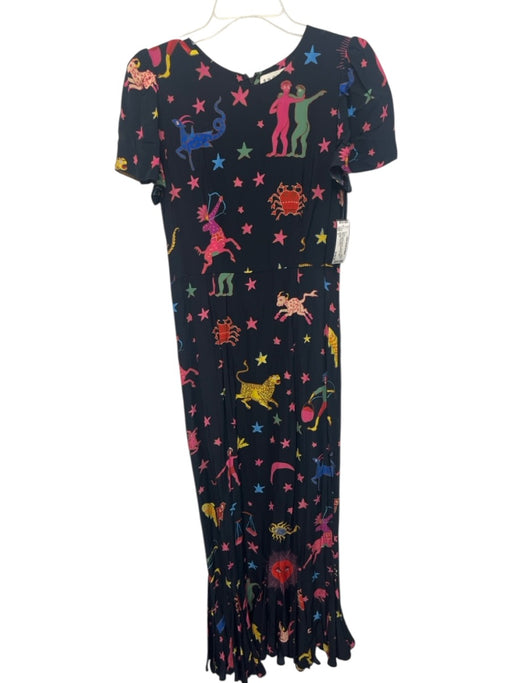 Rhode Size 6 Black & Multi Viscose Celestial Zodiac Print Short Sleeve Dress Black & Multi / 6