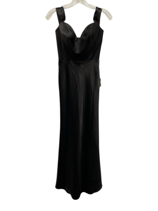 Jenny Yoo Size 00 Black Polyester Satin Sleeveless Sweetheart Neckline Gown Black / 00