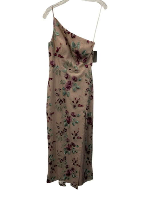 Jenny Yoo Size 2 Purple & Green Polyester Sheer Overlay Floral Embroidery Gown Purple & Green / 2