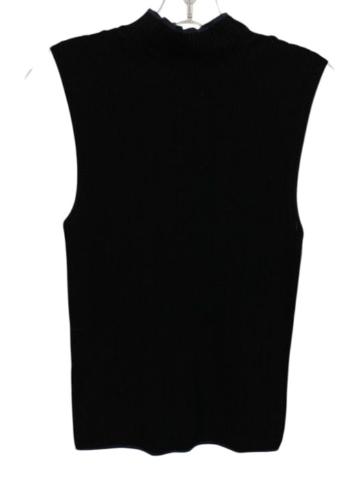 Theory Size S Black & Blue Viscose & Polyester Sleeveless Mock Neck Rib Knit Top Black & Blue / S
