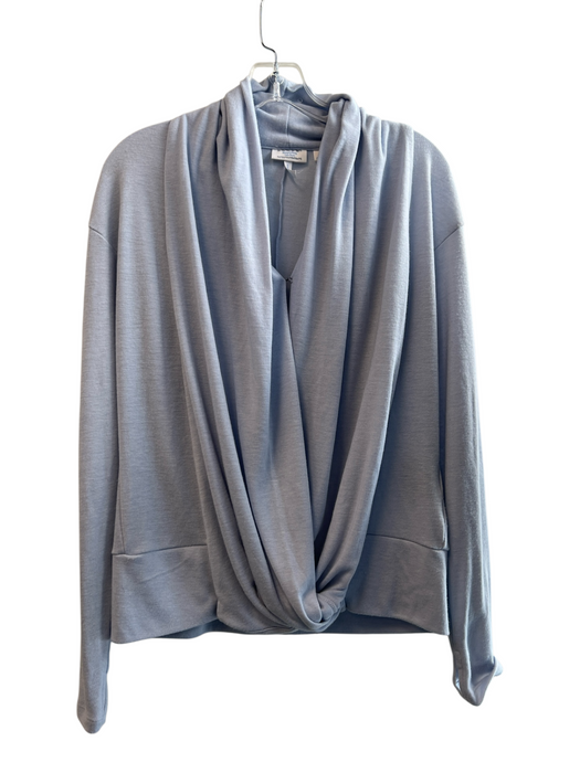 Simply Vera Size S Blue Polyester Blend V Neck Long Sleeve Drape Thumb Holes Top Blue / S