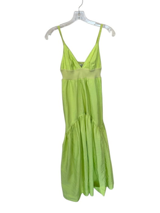 A.L.C. Size 2 Lime Green Polyester Maxi V Cut Sleeveless Cinch Detail Dress Lime Green / 2