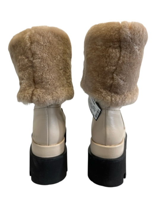 Paloma Barcelo Shoe Size 36 Beige & Black Leather Shearling Lined Platform Boots Beige & Black / 36