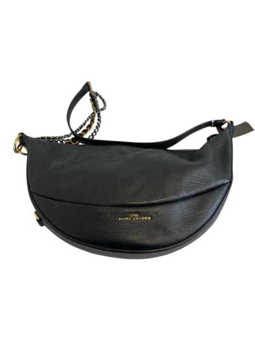 Marc Jacobs Black Leather Zip Close Crescent Chain Strap Shoulder Bag Black / S/M