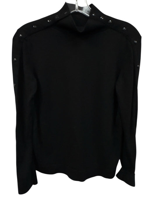Akris Punto Size S / 6 Black Wool Long Sleeve Snap Button Details Sweater Black / S / 6