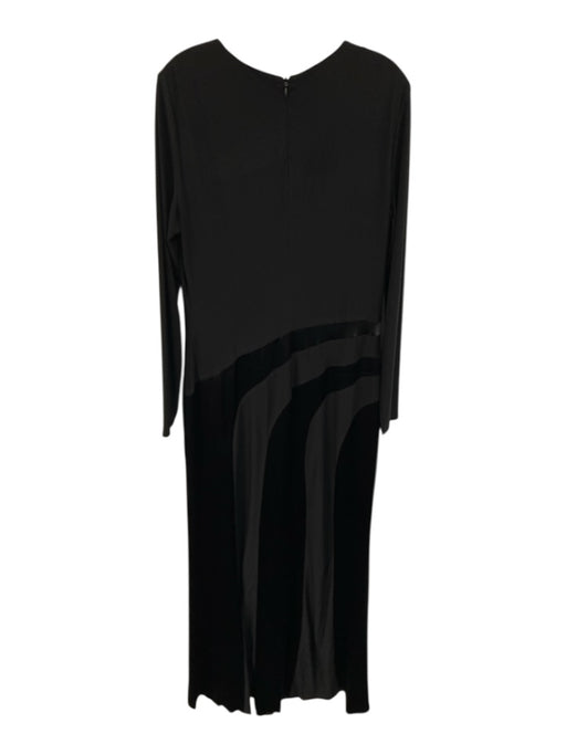 Lauren Ralph Lauren Evening Size 14 Black Polyester Blend Satin panel Maxi Dress Black / 14