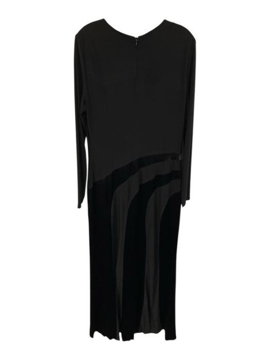 Lauren Ralph Lauren Evening Size 14 Black Polyester Blend Satin panel Maxi Dress Black / 14