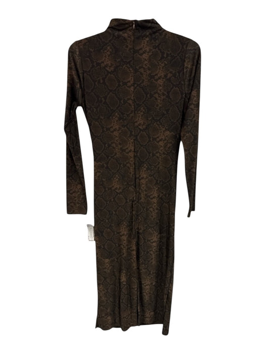 Good American Size L Brown & Black Nylon & Elastane Snakeskin print Ruched Dress Brown & Black / L