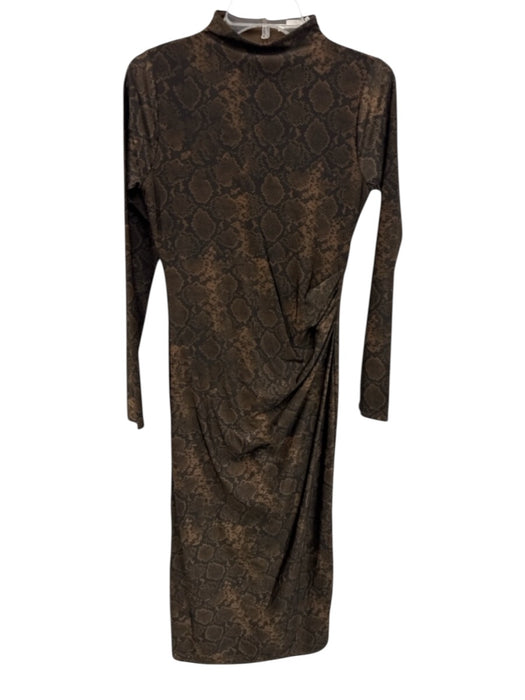 Good American Size L Brown & Black Nylon & Elastane Snakeskin print Ruched Dress Brown & Black / L