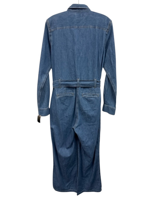 Lauren Ralph Lauren Size 6 Medium Wash Cotton Tie Belt Wide Leg Pockets Jumpsuit Medium Wash / 6