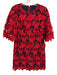 Tory Burch Size Est. S/M Red & Blue Polyester Floral Lace Back Zip Mini Dress Red & Blue / Est. S/M