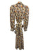 Tory Burch Size 6 Brown & Multi Silk Tie Belt Button Front Floral Print Dress Brown & Multi / 6