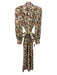 Tory Burch Size 6 Brown & Multi Silk Tie Belt Button Front Floral Print Dress Brown & Multi / 6